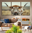 Texas Cow Longhorn Wall Art Canvas Print for Farm House Wall by MyGreatCanvas | Canvas Wall Art Prints | Photo Prints & Wall Decor