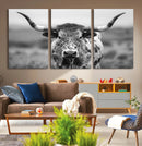 Texas Cow Longhorn Wall Art Canvas Print for Farm House Wall by MyGreatCanvas | Canvas Wall Art Prints | Photo Prints & Wall Decor