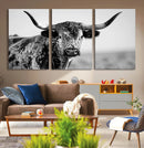 Texas Highland Cow Longhorn Canvas Print - Rustic Farmhouse by MyGreatCanvas | Canvas Wall Art Prints | Photo Prints & Wall Decor