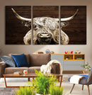 Highland Cow Wall Art Canvas Print, Rustic Farmhouse Decor,