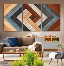 Geometric Wood Art Wall Decor Canvas Print, Rustic Wooden