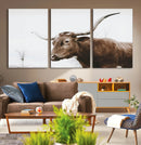 Rustic Bull Wall Art Canvas Print – Modern Longhorn
