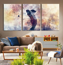Abstract Watercolor Golf Player Wall Art Canvas Print