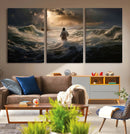 Jesus Walking on Water Wall Art Canvas Print - Religious