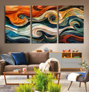 Abstract Wave Wall Art | Ready to Hang Framed Canvas Print |