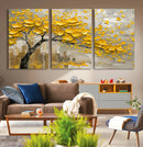 Yellow Blossom Tree Canvas Wall Art - Floral Abstract Modern