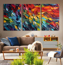 Vibrant Abstract Leaf Wall Art Canvas Print | Bold Colorful