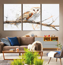 Barn Owl Wall Art on Branch | Stunning Canvas Print for