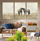 Chines Style Grunge Horses Wall Art Canvas Print
