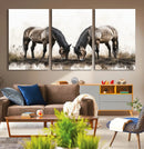 Chines Ink Style Horses Wall Art Canvas Print