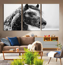 Winter Horse Canvas Print | Large 3-Panel Black White Equine by MyGreatCanvas | Canvas Wall Art Prints | Photo Prints & Wall Decor