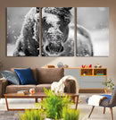 Black and White Horse Winter Wall Art | Ready to Hang and