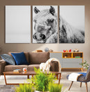 White Horse Wall Art | Ready to Hang and Framed | Winter