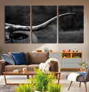 Cow Longhorn Wall Art | Black and White Print | Ready to by MyGreatCanvas | Canvas Wall Art Prints | Photo Prints & Wall Decor