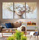 Golden Petal Wall Art - Canvas Print Flower Head Woman