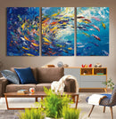 Colorful Swirling Fish School Wall Art Canvas Print |