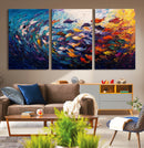 Vibrant Abstract Fish Swarm Art – Colorful Fish Inspired
