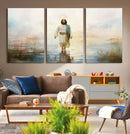 Framed Jesus Walking on Water Wall Art - 3-Panel Christian