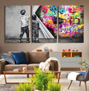 Banksy Print - Street Art Canvas Wall Art - Kids Revealing