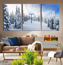 Winter Ski Lift Wall Art Print - Landscape Wall Art | Snowy
