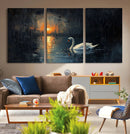 Abstract Swan on Water Wall Art Canvas Print - Elegant