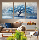 Abstract Blue Tree Art Canvas Print, Majestic Tree Wall Art