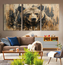 Majestic Grizzly 399 Bear Wall Art | 3-Panel Rustic Canvas
