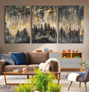 Golden Forest Abstract Wall Art | Dark Forest with Gold