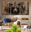Rustic Grizzly 399 Wall Art | Triptych Canvas Print | Rustic