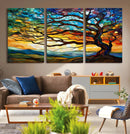 Vibrant Mosaic Tree of Life Wall Art | Stained Glass Style
