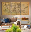 Middle Earth Map Canvas Wall Art – Vintage Fantasy Map