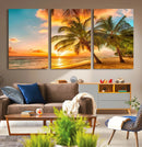 Tropical Sunset Beach Canvas Wall Art Print – Vibrant Palm by MyGreatCanvas | Canvas Wall Art Prints | Photo Prints & Wall Decor