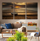 Stones on Wooden Pier at Sunset Canvas Print, Serene Coastal by MyGreatCanvas | Canvas Wall Art Prints | Photo Prints & Wall Decor