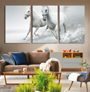 Large Wall Art Canvas Print – Beautiful Running White Horses