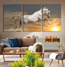 Large Wall Art Canvas Print – White Jumping Horse Sunset