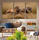 Large Wall Art Canvas Print – Two Running Brown Horses