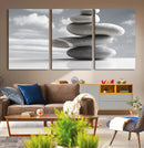 Still Life Black and White Zen Stones Wall Art Canvas,