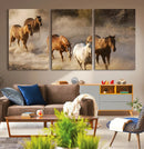 Large Wall Art 5 Horses Running on Sand Canvas Print