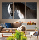 Large Wall Art Cream Colored Horse on Grey Background Canvas