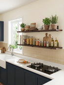 Wood Wall Shelves 15.8” with Metal Brackets – Rustic Floating Shelves | 5/8 Pack by 2Dropme