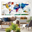 World Map Canvas Print – Detailed Map of the World Wall Art