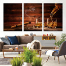 Whiskey and Cigar Wall Art Canvas | 3 Panel Bar Room Decor by MyGreatCanvas | Canvas Wall Art Prints | Photo Prints & Wall Decor