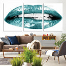 Blue Lips Wall Art Canvas Print
