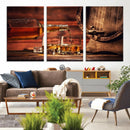 Whiskey and Cigar Canvas Wall Art | 3 Panel Bar Room Decor by MyGreatCanvas | Canvas Wall Art Prints | Photo Prints & Wall Decor