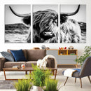 Black and White Scottish Cow Canvas Wall Art Highland Cattle by MyGreatCanvas | Canvas Wall Art Prints | Photo Prints & Wall Decor