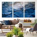 Navy Blue Canvas Art Abstract Print – Elegant Triptych