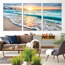 Sunset Beach Waves Canvas Wall Art – 5-Panel Ocean Sunset by MyGreatCanvas | Canvas Wall Art Prints | Photo Prints & Wall Decor