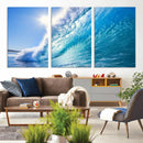 Blue Big Wave Surfing Ocean Canvas Wall Art Artwork Print