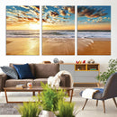 Golden Sunset Beach Print Canvas Wall Art, Giclee Canvas
