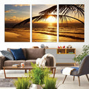 Golden Tropical Beach Sunset Canvas Triptych, Coastal Palm by MyGreatCanvas | Canvas Wall Art Prints | Photo Prints & Wall Decor